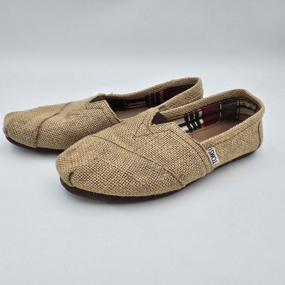 Toms Womens Woven Natural Slip-On Flats Size 8W - Picture 1 of 5